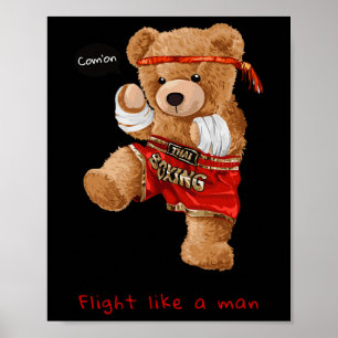 Poster Cool Bear Man Boxing style de combat illustration
