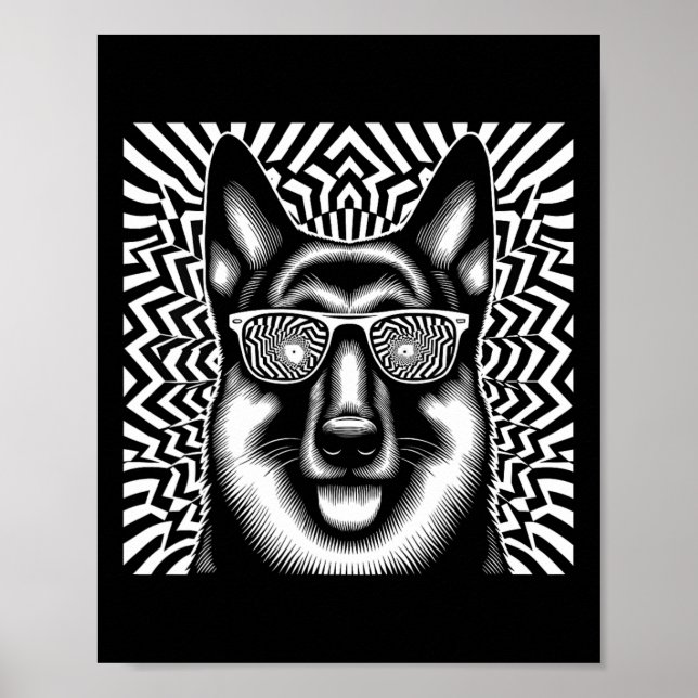 Poster Cool berger allemand chien d'oeuvre style d'art No (Devant)