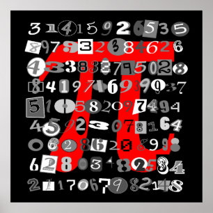 Poster Cool Black and White Digits of Pi\