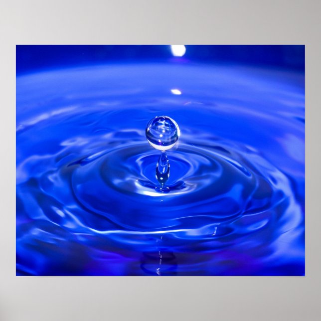 Poster Cool Bleu gouttelette d'eau (Devant)