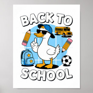 Poster Cool Canard Retour À L'École Chemise Funny Kids Fi