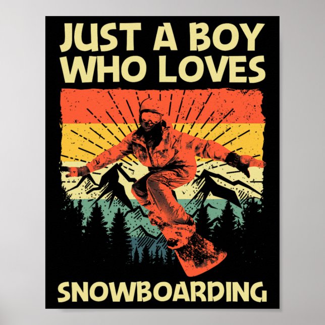 Poster Cool Conception Snowboard Pour Garçons Enfants Sno (Devant)