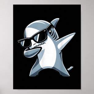 Poster Cool Dabbing Shark Sungles Enfants Ados Vacat d'ét