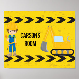 Poster Cool de construction Excavateur sur mesure Salle p