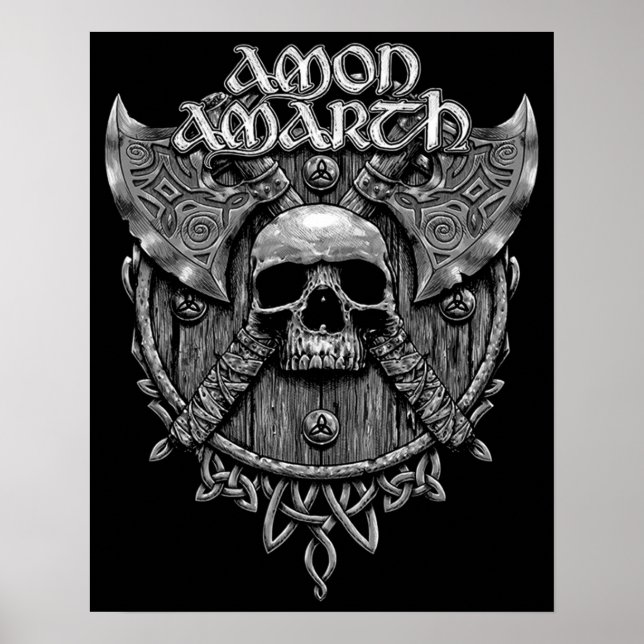 Poster Cool de design de Amon Amarth Band Rock Grey Skull (Devant)