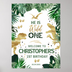 Poster Cool Dinosaures fête d'anniversaire Bienvenue