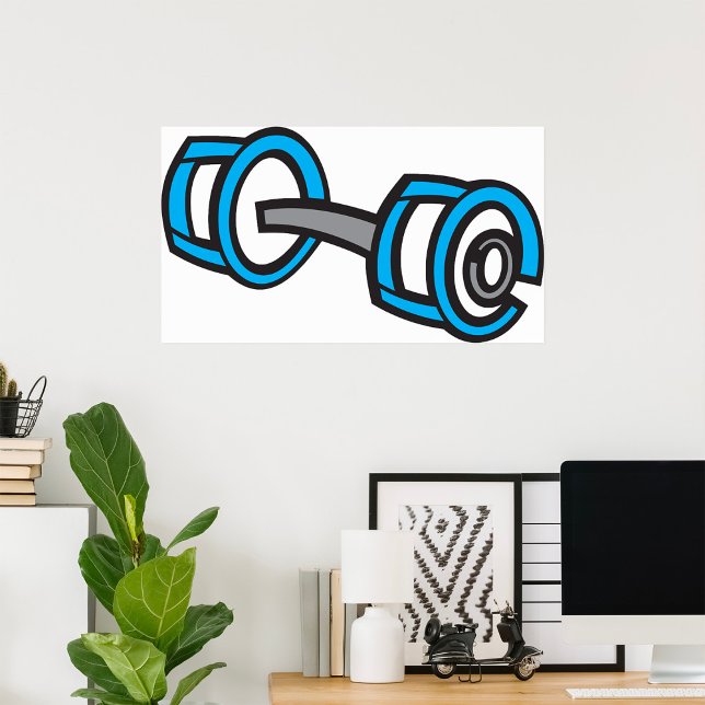 Poster Cool Dumbbell Fitness Blue and Grey Graphisme (Créateur téléchargé)