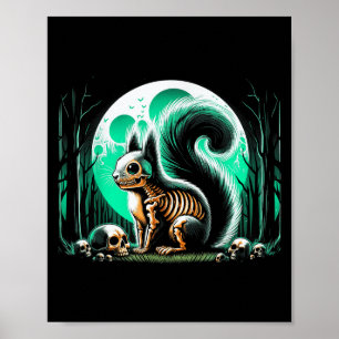 Poster Cool écureuil squelette Halloween Noël Birthda
