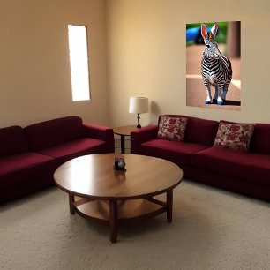 Poster Cool et adorable Hybrid Rabbit Zebra Art AI