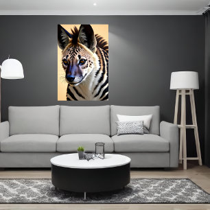 Poster Cool et adorable Hybrid Zebra Hyena   Art AI