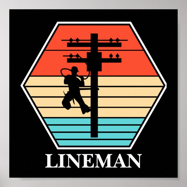 Poster Cool Lineman Vintage Sunset (Devant)