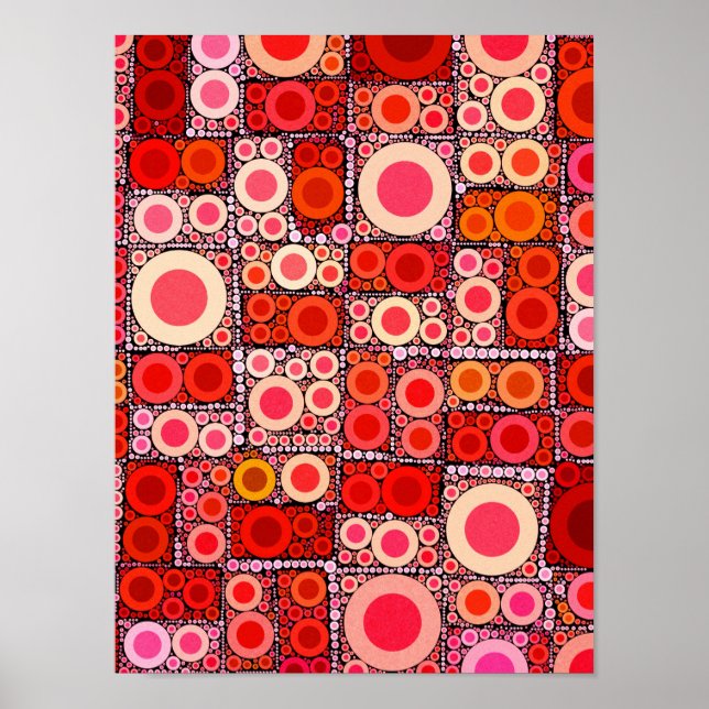 Poster Cool Moderne Cercle Orange Carreaux de mosaïque ro (Devant)