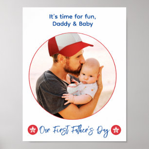 Poster Cool moderne Nouveau papa Photo Première Fête des 