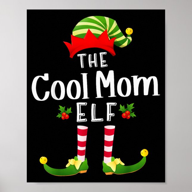 Poster Cool Mom Christmas Elf Matching Pajama X-mas Party (Devant)