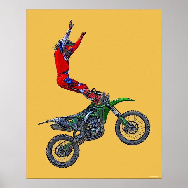 Poster Cool Motocross Extreme Freestyle Stunt Art 4 (Devant)