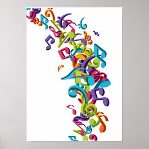 Poster Cool Musique colorée notes & sons
