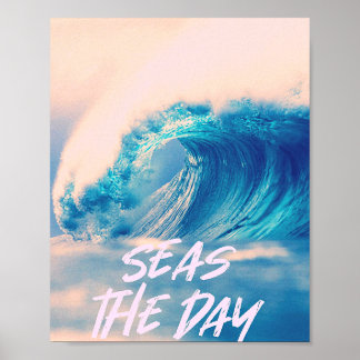 Poster Cool Neon Wave Seas The Day Print