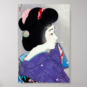 Poster Cool oriental japonais classique geisha lady art