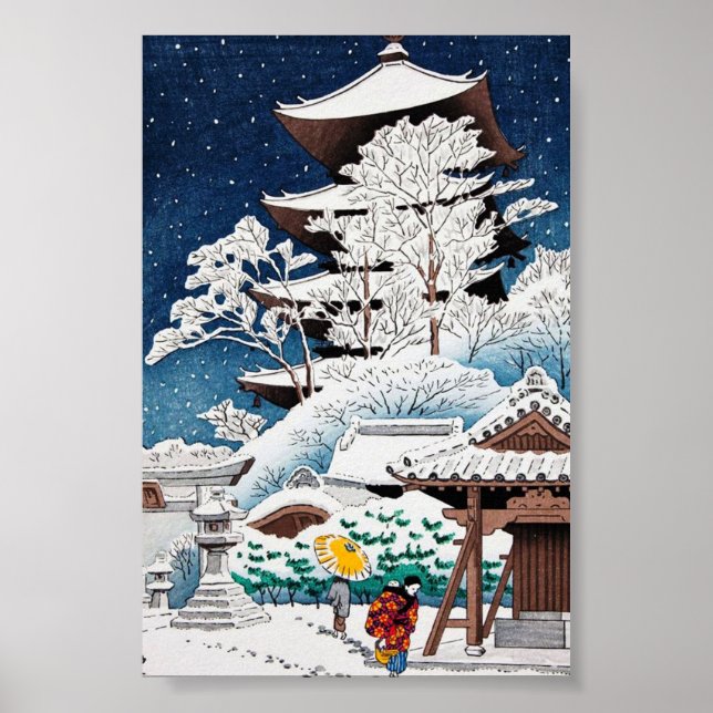 Poster Cool oriental japonais hasui Kawase neige d'hiver (Devant)