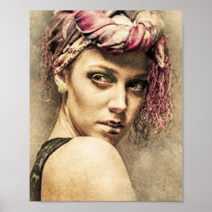 Poster Cool peinture dessin femme art moderne