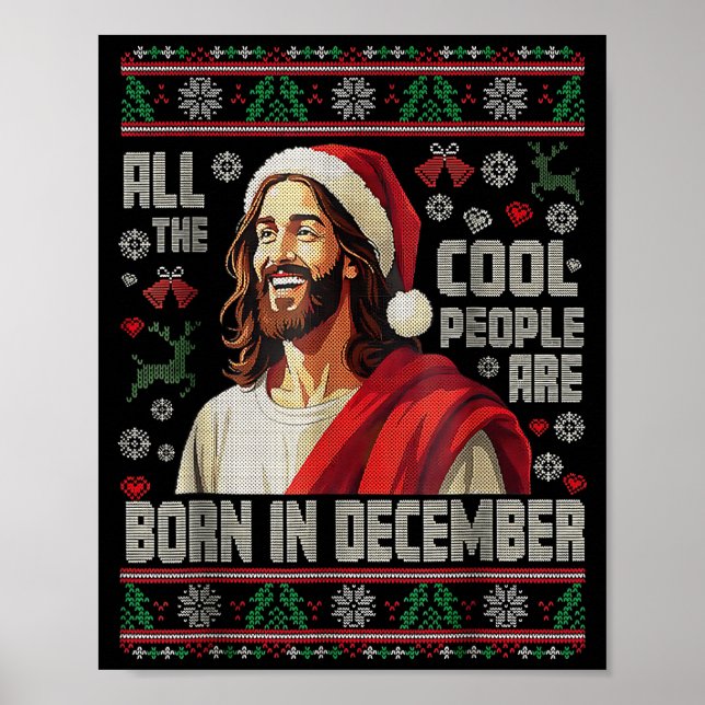 Poster Cool People Are Born In December Christian Christm (Devant)