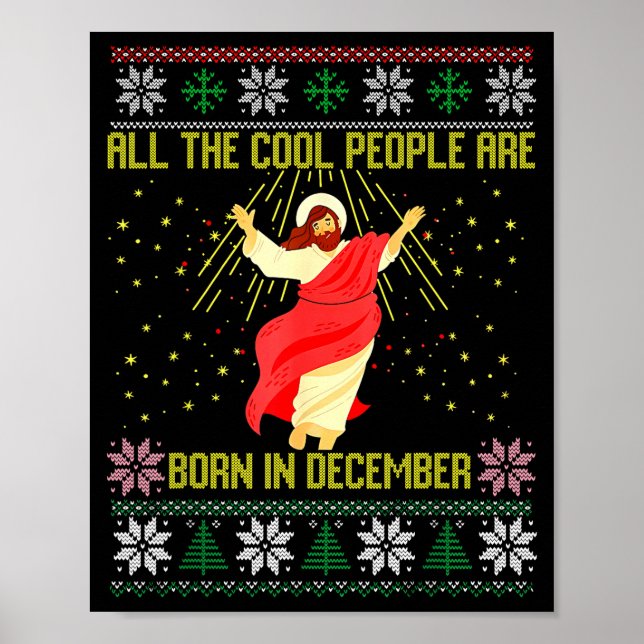 Poster Cool People Are Born In December Christian Christm (Devant)