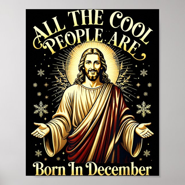 Poster Cool People Are Born In December Christian Christm (Devant)