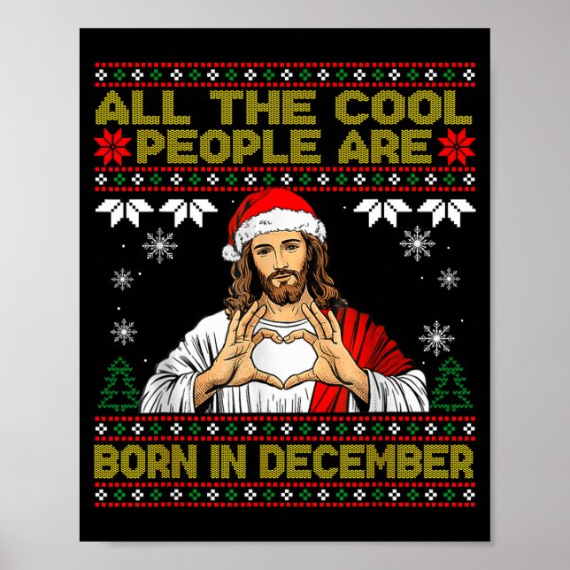 Poster Cool People Are Born In December Christian Christm (Devant)