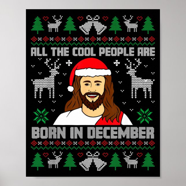 Poster Cool People Are Born In December Christian Christm (Devant)