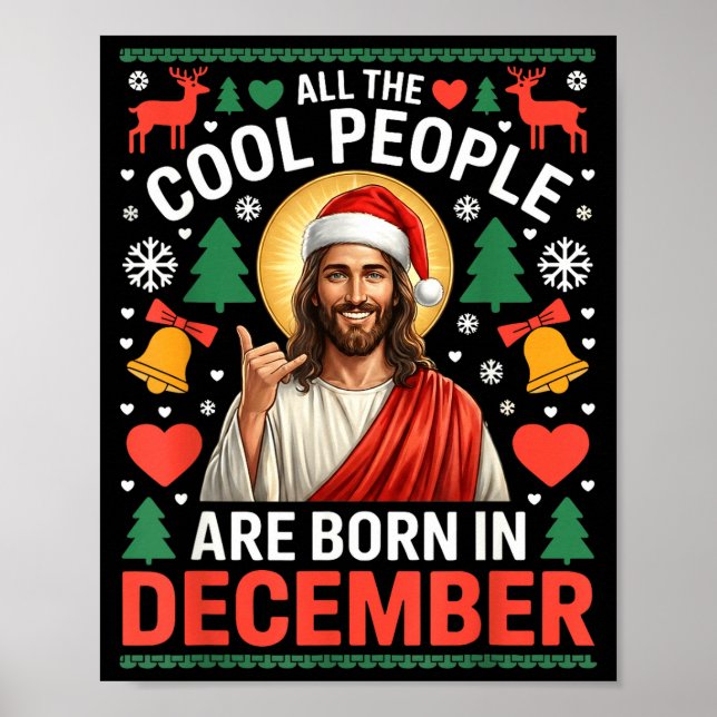 Poster Cool People Are Born In December Christian Christm (Devant)