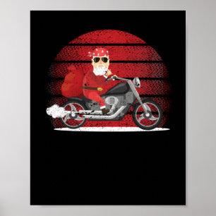 Poster Cool Père Noël Drôle équitation de Noël