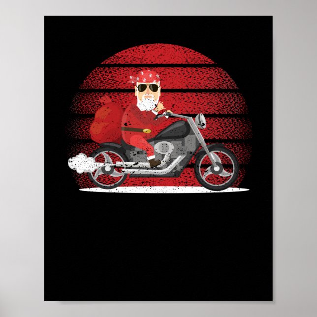 Poster Cool Père Noël Drôle équitation de Noël (Devant)