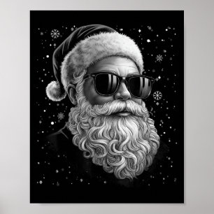 Poster Cool Père Noël Face Beard & ; Gles Christmas Fu