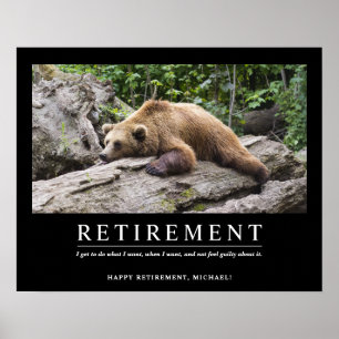 Poster Cool personnalisé Relaxer Ours Retraite personnali