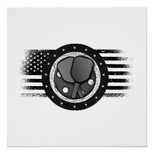 Poster Cool Pickleball Sport USA Grunge Flag - Pickleball