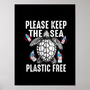 Poster "Cool Please Keep Sea Plastic Free Funny Turtle