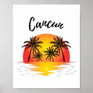 Poster Cool Rétro Cancun Original Mexique Plages Sunset N