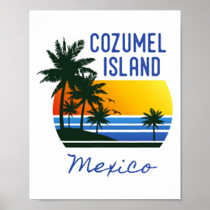Poster Cool rétro Cozumel Original Mexique Plages Femmes