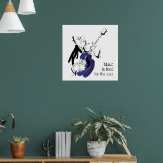 Poster Cool Retro Man Playing Guitar - Jazz Music Art