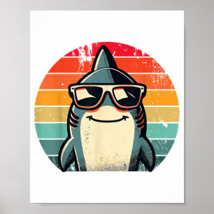 Poster Cool Retro Shark dans les lunettes de soleil les a