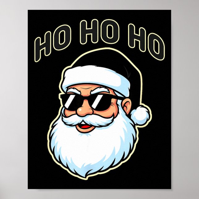 Poster Cool Santa In Black Hat Sungles Graphic 2  (Devant)