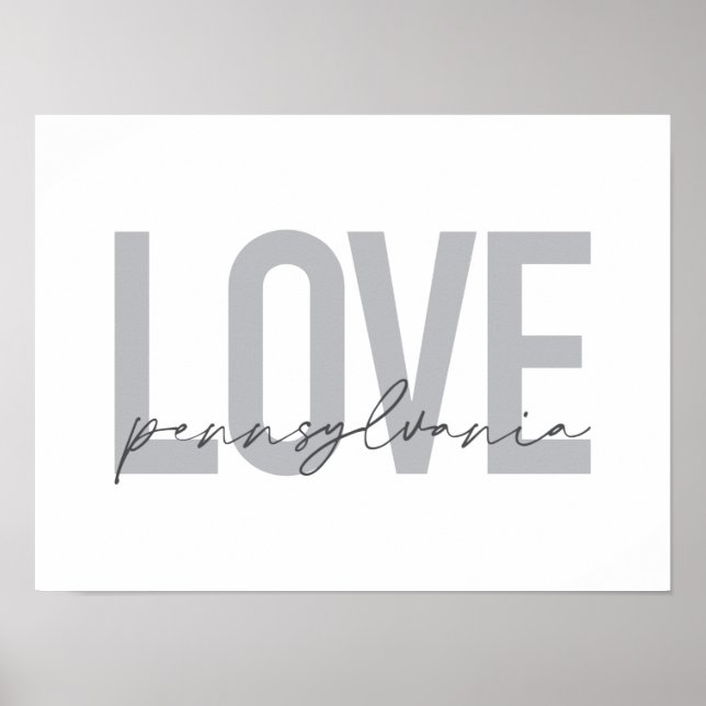 Poster Cool, simple, design moderne Love Pennsylvania (Devant)