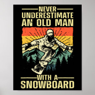 Poster Cool Snowboard Art Pour Hommes Grand-Père Hiver S