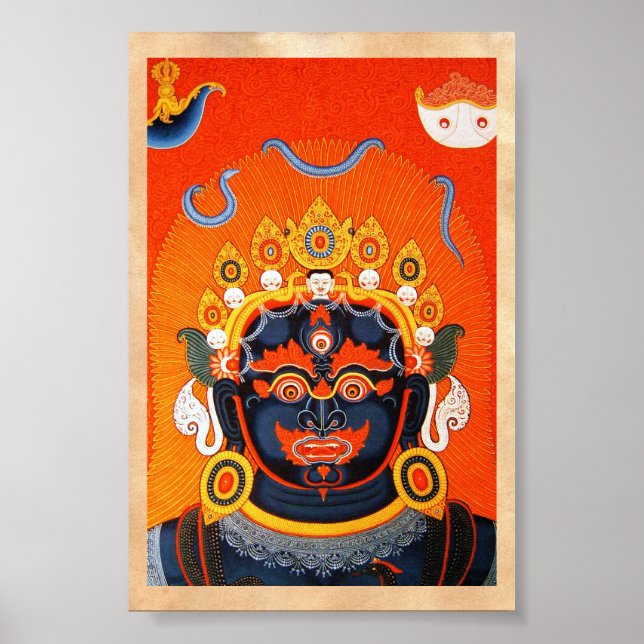 Poster Cool tibétain oriental thangka Bhairava tatouage a (Devant)