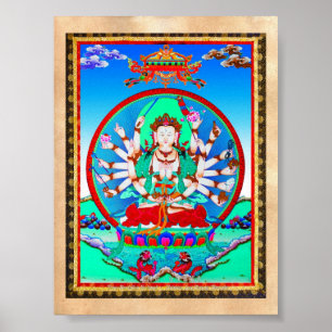 Poster Cool tibetan thangka tattoo Cundhi Bodhisattva