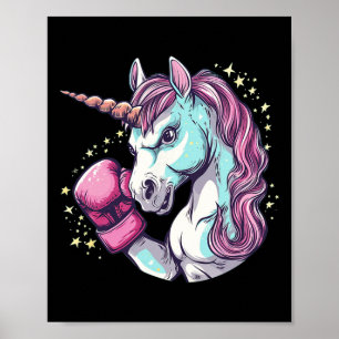 Poster Cool Unicorn Costume Visage Avec Gants De Boxe Drô
