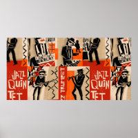 cool vintage d'affiche du groupe de jazz avec trom
