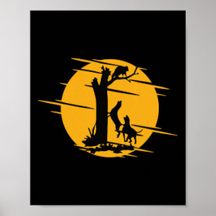 Poster Coon Hound Dog Treing A Raccoon Howling - Fun Coo