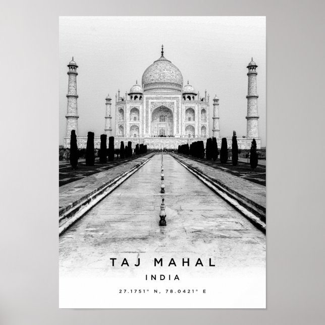 Poster Coordonnées de A3 Taj Mahal India (Devant)