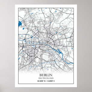 Poster Coordonnées de la carte de Berlin Deutschland Alle